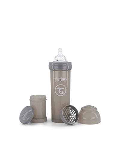 Twistshake Biberon Anti-Colique 330 ml Gris avec Récipient et Tétine