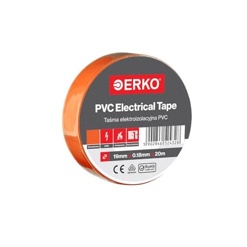 ERKO Ruban Isolant Électrique PVC 19mm x 20m, Orange, Chatterton