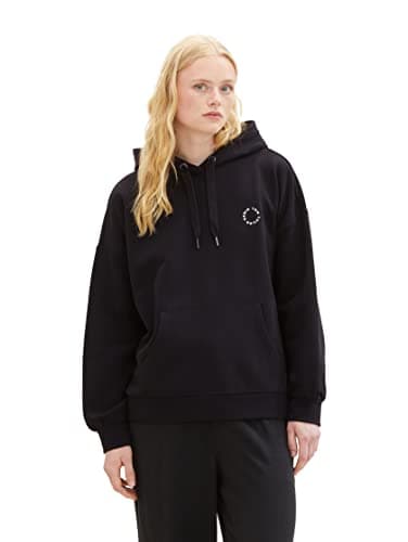 Tom Tailor Denim Sweat à Capuche Basique Femme Noir 14482 Taille L