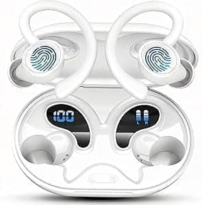 Hupoaf Écouteurs Bluetooth 5.4 Sport Blanc - 60h Autonomie IP7
