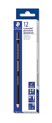 Staedtler Lumocolor 108 20 Crayons Glasochrom pour verre et surfaces - Noir - Lot de 12
