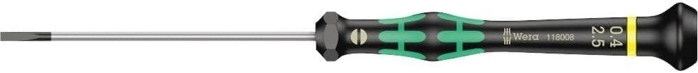 Wera 05118008001 2035 Tournevis électronicien pour vis à fente, 0.40 x 2.5 x 80 mm, Noir/vert
