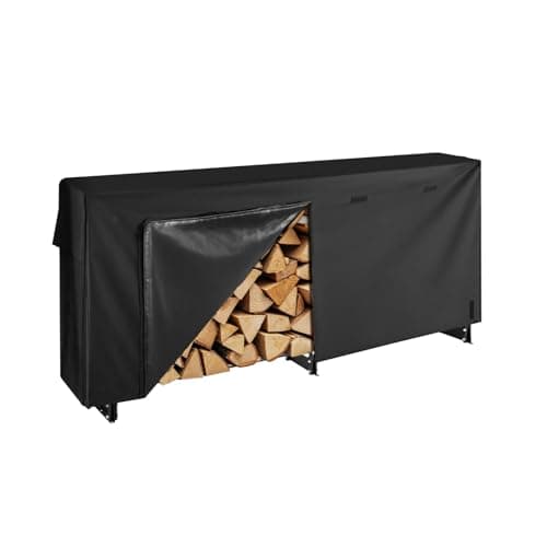 VEVOR Support à bois de chauffage avec housse imperméable, range-bûches extérieur en métal, 2570 x 360 x 1170 mm, charge maximale 299,4 kg, entièrement couvert, thermolaqué, pour terrasse, vérandas