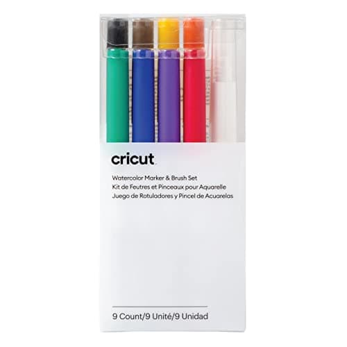 Cricut Set de 8 marqueurs aquarelle et 1 pinceau à eau pour machine Maker et Explore