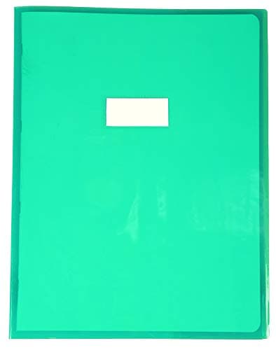 Calligraphe Protège-cahier Cristalux PVC transparent lisse vert 24x32 cm avec porte-étiquette