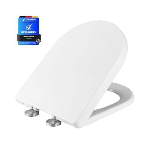 Ibergrif M41001 Abattant WC en forme D avec frein de chute Blanc