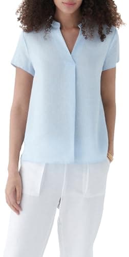 Caroll Blouse femme à manches courtes en 100% lin