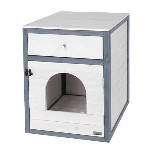 Kerbl Pet Meuble pour Chat Ida 58x45x60cm Blanc Gris avec Tiroir et Coussin