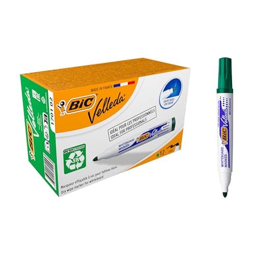 BIC Velleda 1701 ECOlutions Feutres pour Tableau Blanc Vert Boîte de 12