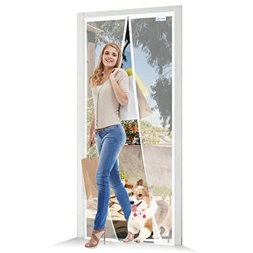 Moustiquaire Porte Fenetre 85x205, JOY2SEE Rideau Moustiquaire Magnétique Blanc, Protéger Votre Famille