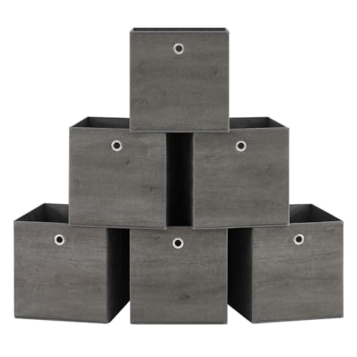 Songmics Lot de 6 boîtes de rangement avec poignée 30 x 30 x 30 cm Noir