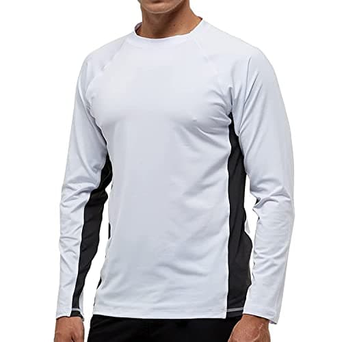 Arcweg Rashguard Homme Manches Longues UPF 50+ XXL Blanc et Gris