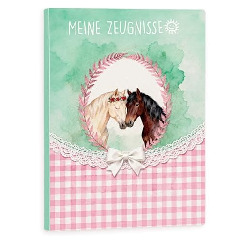 Thboxes Porte-certificats format A4 avec 40 pochettes transparentes motif cheval