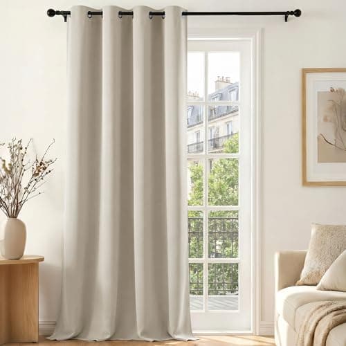Deconovo Panneau de Rideau Occultant à Œillets pour Dressing, Style Moderne Écru