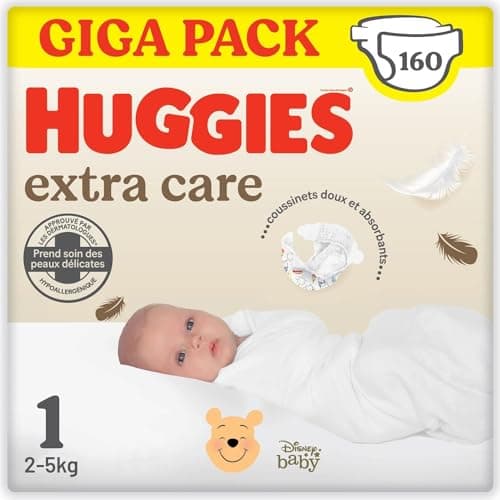 Huggies Extra Care Couches Bebe Taille 1 2-5 kg 160 couches