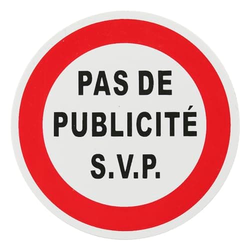 THIRARD Disque de Signalisation Pas de Publicité Adhésif Ø 80 mm