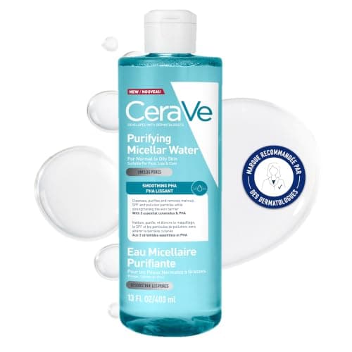 CeraVe - Eau Micellaire Purifiante, Nettoyant Visage Pour Peaux Normales à Grasses, Purifiant, PHA Lissant et 3 Céramides Essentiels, Eau Nettoyante Pour un Démaquillage Visage Doux
