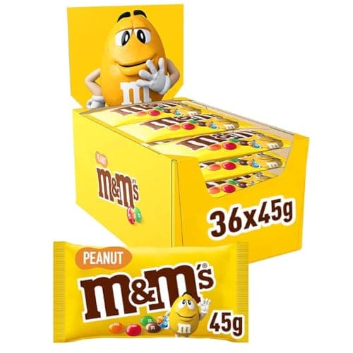 M&M'S PEANUT Bonbons Chocolat au Lait & Cacahuètes 36 Sachets de 45g