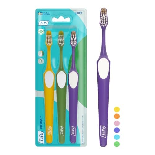 Brosses à Dents TePe Nova Souples Couleurs Assorties Lot de 3