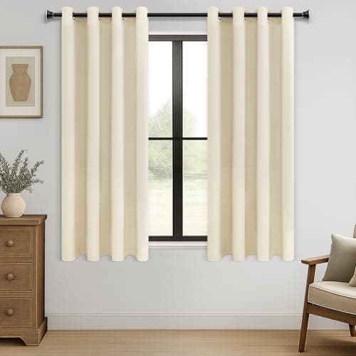 MRTREES Lot de 2 rideaux occultants thermiques 175x140 cm beige crème