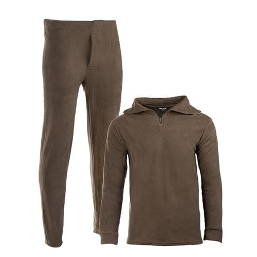 Mil-Tec Ensemble sous-vêtement thermique polaire homme t-shirt manches longues et caleçon olive Taille M