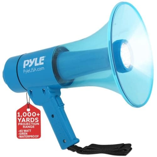 Pyle Mégaphone Portable PA Haut-Parleur 40 Watts avec Sirène et Volume Ajustable