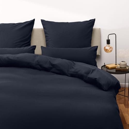 Blumtal Housse de couette 200x200cm et taie d'oreiller bleu foncé