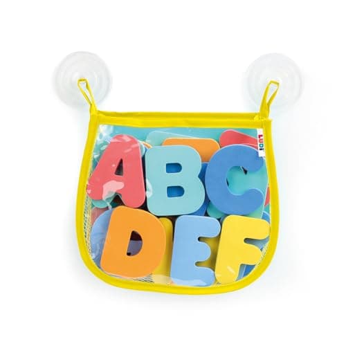 LUDI Alphabet de Bain 26 Lettres en Mousse EVA avec Sac Filet Ventouses