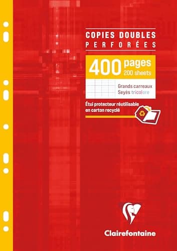 Clairefontaine 4791C - Étui Copies Doubles Perforées A4 400p 90g
