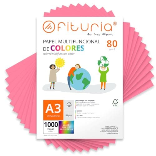 Ofituria Papier couleur A3 80g rose - 1000 feuilles pour loisirs créatifs et impression