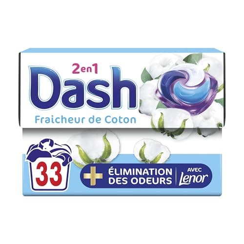 Dash 2en1 PODS Lessive en capsule Fraîcheur de Coton x33