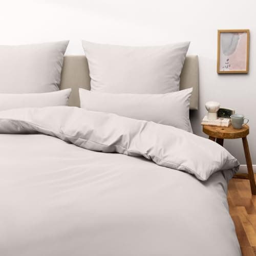 Blumtal Housse de couette 190x200cm et taie d'oreiller, gris clair de lune