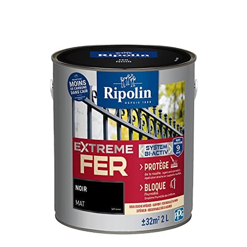 RIPOLIN Peinture pour Fer Extérieur Glycéro Antirouille Mat Noir 2 L