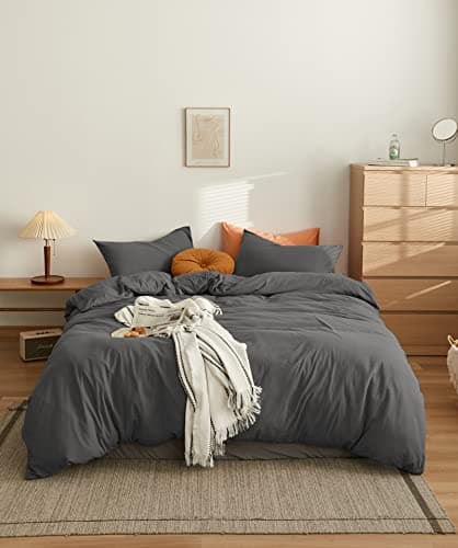 MOHAP Housse de Couette 240x260cm + 2 Taies d'oreillers 65x65cm Gris