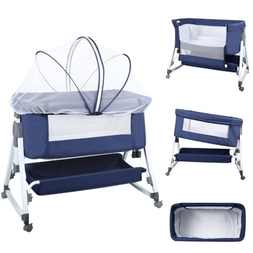 OHMG Berceau Cododo 3 en 1 Pliable 0-36 Mois Bleu Tibétain