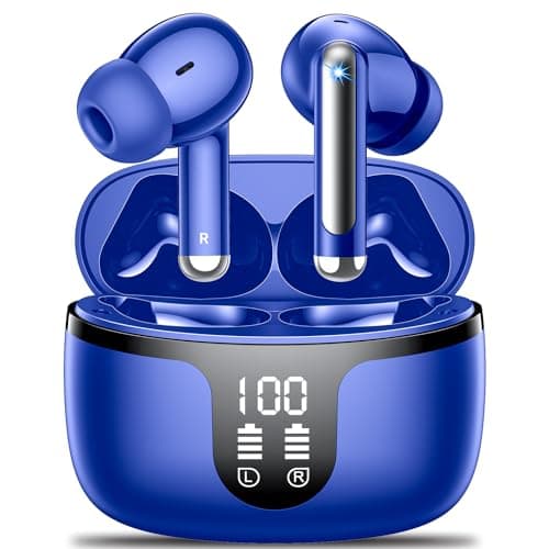 AOVOCE Écouteurs Bluetooth Sport Sans Fil Bleu Bluetooth 5.4 Écran LED