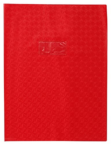 Calligraphe Protège-cahier PVC opaque grain losange rouge 24x32 cm avec porte-étiquette