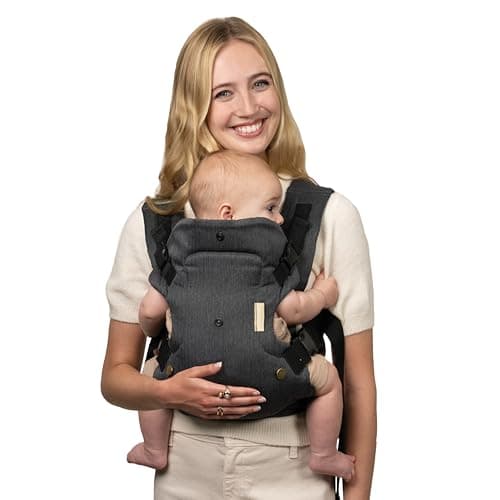 Infantino Flip Luxe Porte-Bébé 4-en-1 Ergonomique, Tissu Chevrons Premium, Soutien Lombaire, 3,2–16 kg, Onyx
