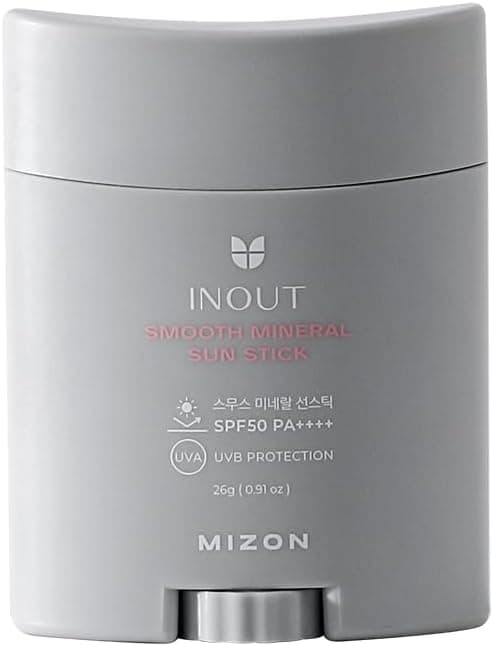 [MIZON] INOUT SMOOTH MINERAL SUN STICK SPF50 PA++++ (26G) Stick solaire à emporter partout avec vous - Protection longue durée 24H - Convient aux peaux sensibles/acnéiques - Respectueux des Océans
