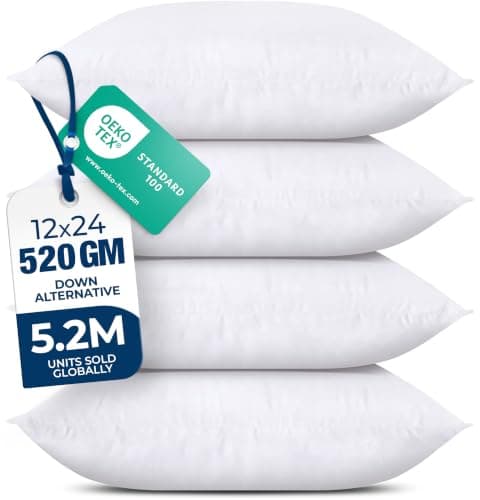 Utopia Bedding Lot de 4 coussins décoratifs pour canapé et lit, 30,5 x 61 cm, Blanc