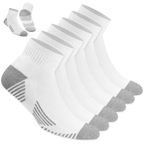 NAVYSPORT Lot de 6 paires de chaussettes de sport mi-hautes en coton Blanc 43-46