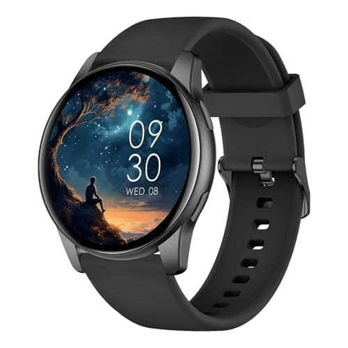 AcclaFit Montre Connectée Ronde 1,38 Pouces avec Appel Bluetooth et Sport