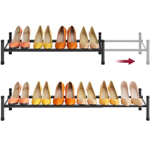 Tajsoon Étagère à chaussures extensible 1 niveau en métal noir