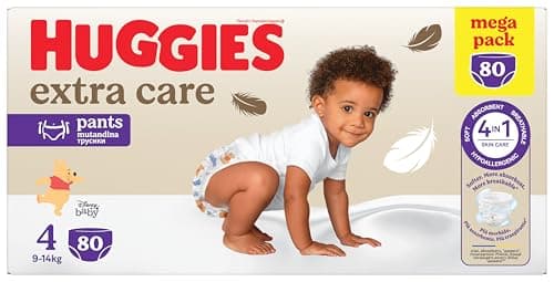 Huggies Extra Care Culottes Taille 4 9-14 kg Pack Mega 80 Pièces