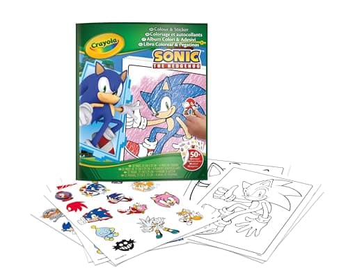 Crayola Album de coloriage avec Autocollants Sonic 32 Pages et 4 Feuilles