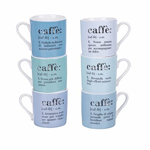 Villa d'Este Home Tivoli Victionary Lot de 6 tasses à café Ocean en céramique