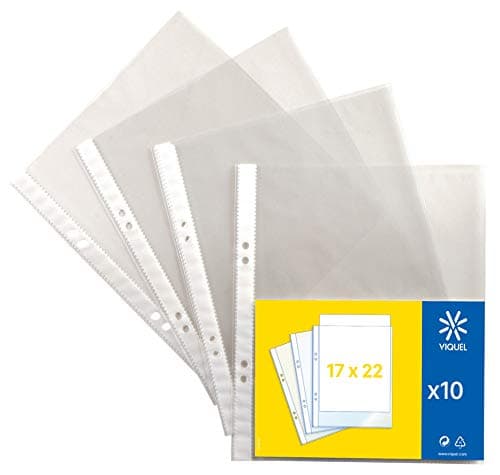 Viquel Lot de 10 pochettes perforées transparentes 17 x 22 pour classeur