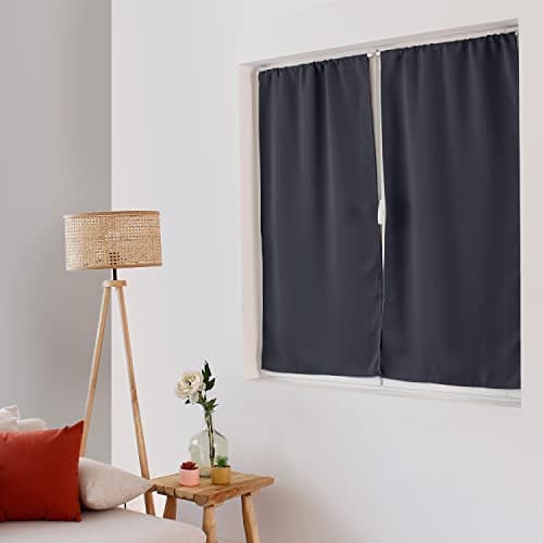 ED ENJOY HOME Rideau Vitrage Occultant Passe Tringle Gris Foncé 60x120cm