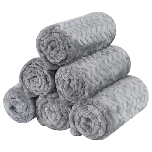 BVAGSS Lot de 6 Couvertures pour Chien et Chat en Flanelle Moelleuse 104x76 cm Gris