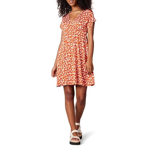 Amazon Essentials Robe Tunique Femme Rouge Imprimé Fleuri Taille S